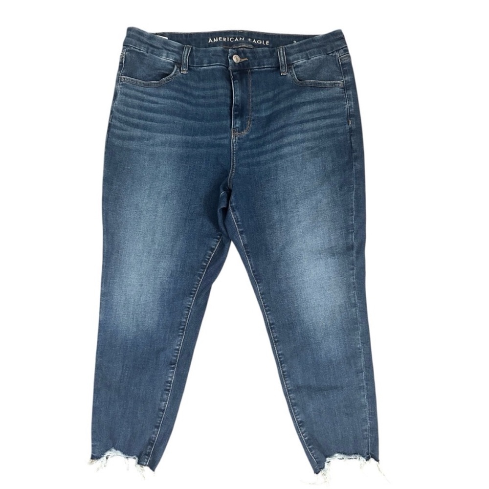 American Eagle Outfitters Women's Blue Jeans 16 Raw Hems Stretch